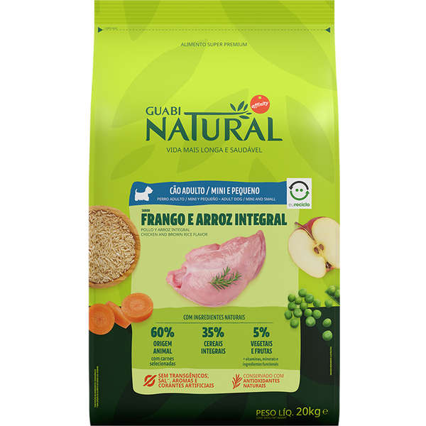 Ração Guabi Natural Frango e Arroz Integral para Cães Adultos Raças Mini e Pequena