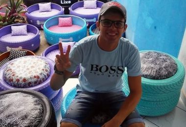 Artesão transforma pneus velhos em caminhas para pets e realiza doações para animais necessitados