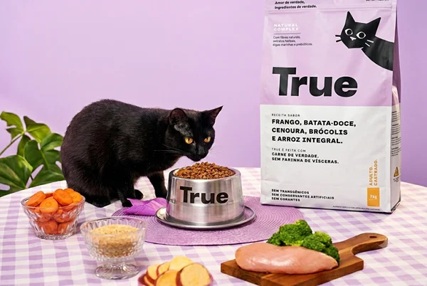 Gato com ração True