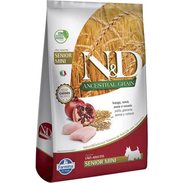 Ração Farmina N&D Ancestral Grain Frango Cães Idosos Raças Pequenas