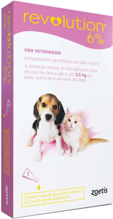 Antipulgas e Carrapatos Zoetis Revolution 6% para Cães e Gatos até 2,5 kg