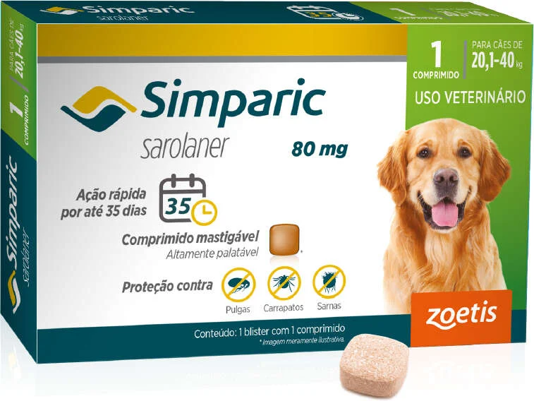 Simparic 80 mg — para cães de 20,1 a 40 kg