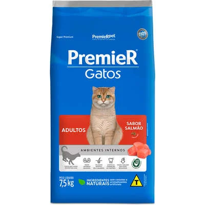Ração Premier Pet Gatos Adultos Ambientes Internos Salmão