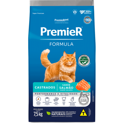 Ração Seca Premier Pet Formula para Gatos Castrados sabor Salmão

