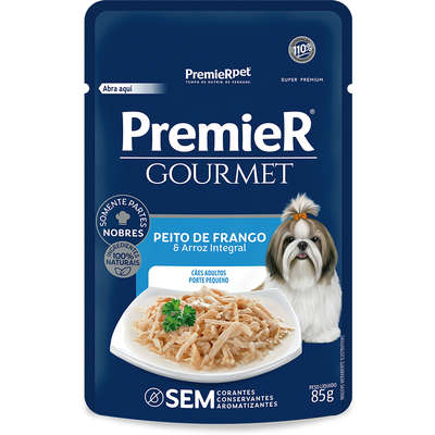 Ração Úmida Premier Gourmet Peito de Frango e Arroz Integral para Cães Adultos Porte Pequeno
