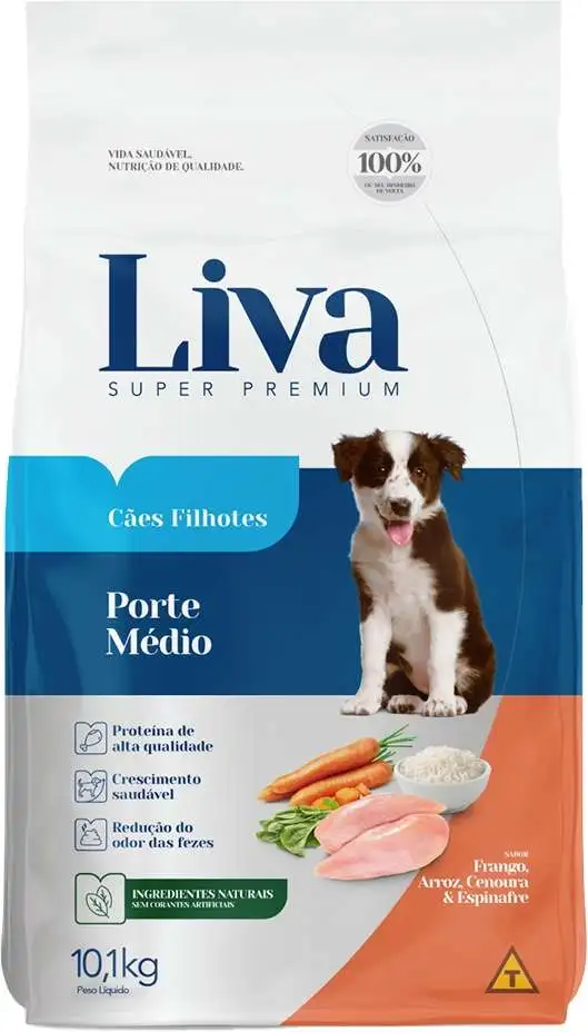 Ração Liva Super Premium para Cães Filhotes de Raças Médias 