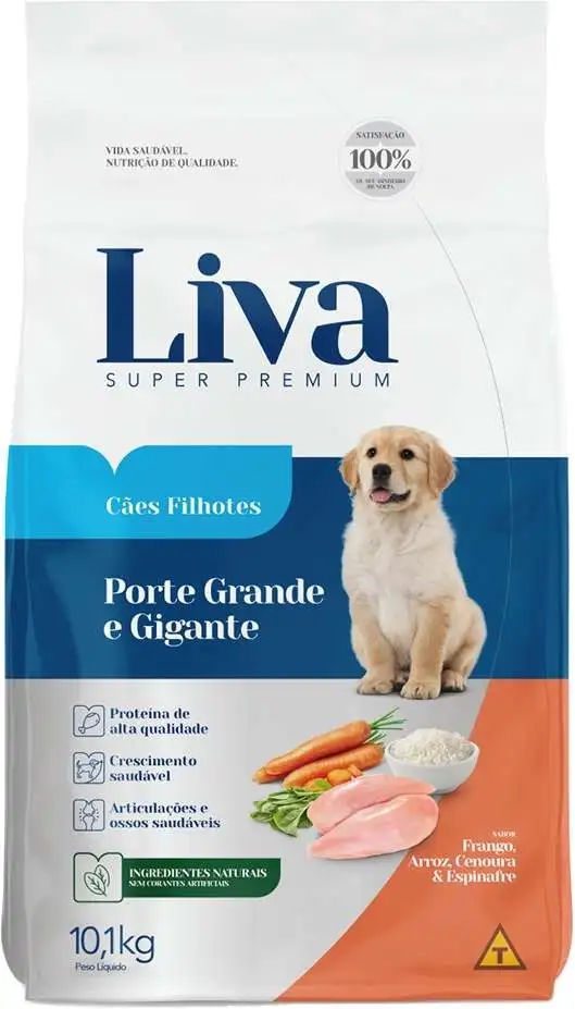 Ração Liva Super Premium para Cães Filhotes de Raças Grandes
