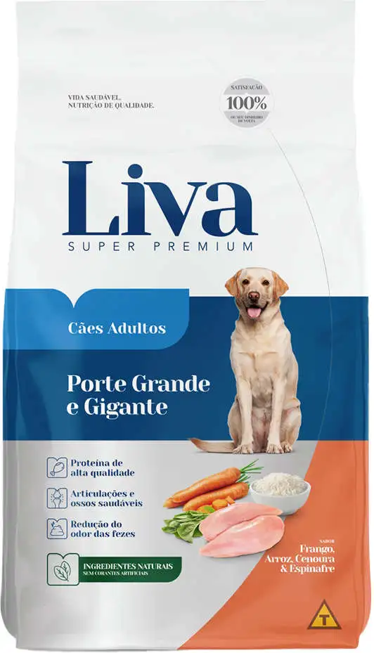 Ração Liva Super Premium para Cães Adultos de Raças Grandes