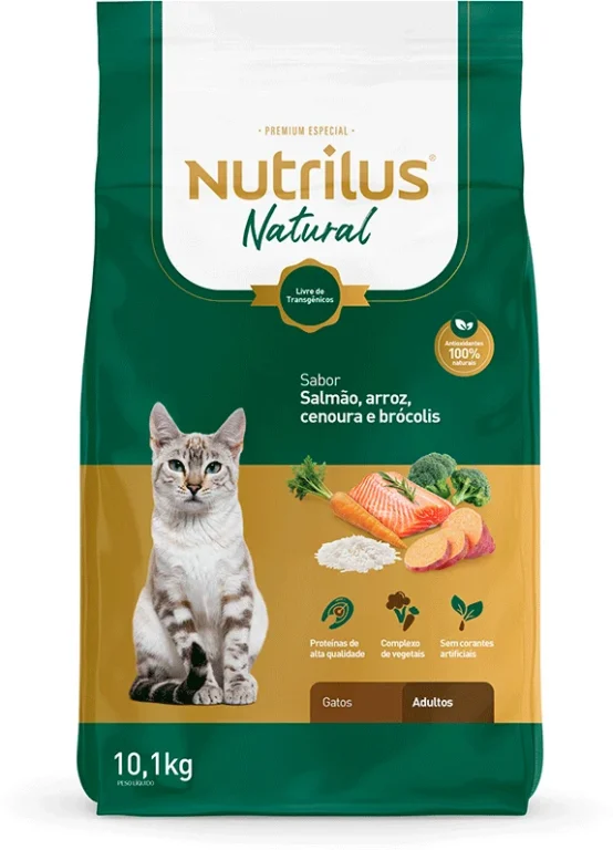Ração Seca Nutrilus Natural Sabor Salmão e Arroz para Gatos Adultos